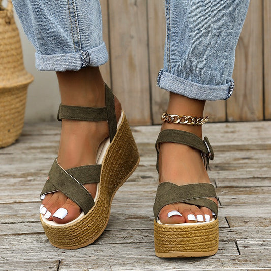 Wedge Sandals Casual Non-slip Cross-strap