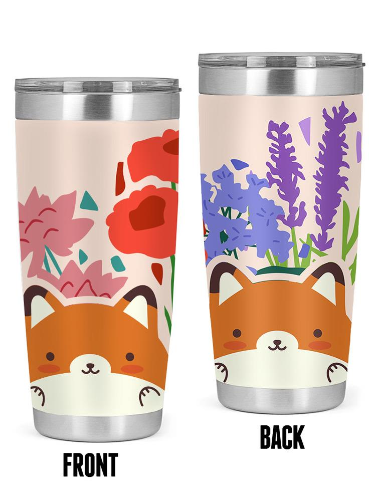 Cute Foxes W Flowers Art Tumbler -SmartPrintsInk Designs