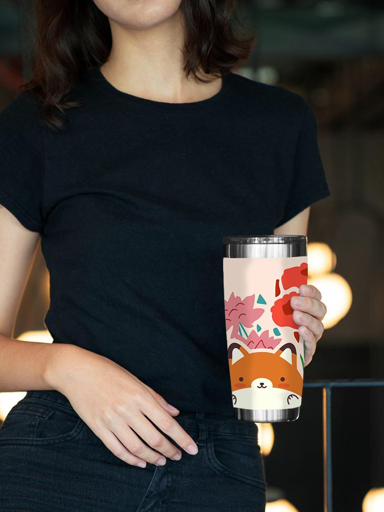 Cute Foxes W Flowers Art Tumbler -SmartPrintsInk Designs