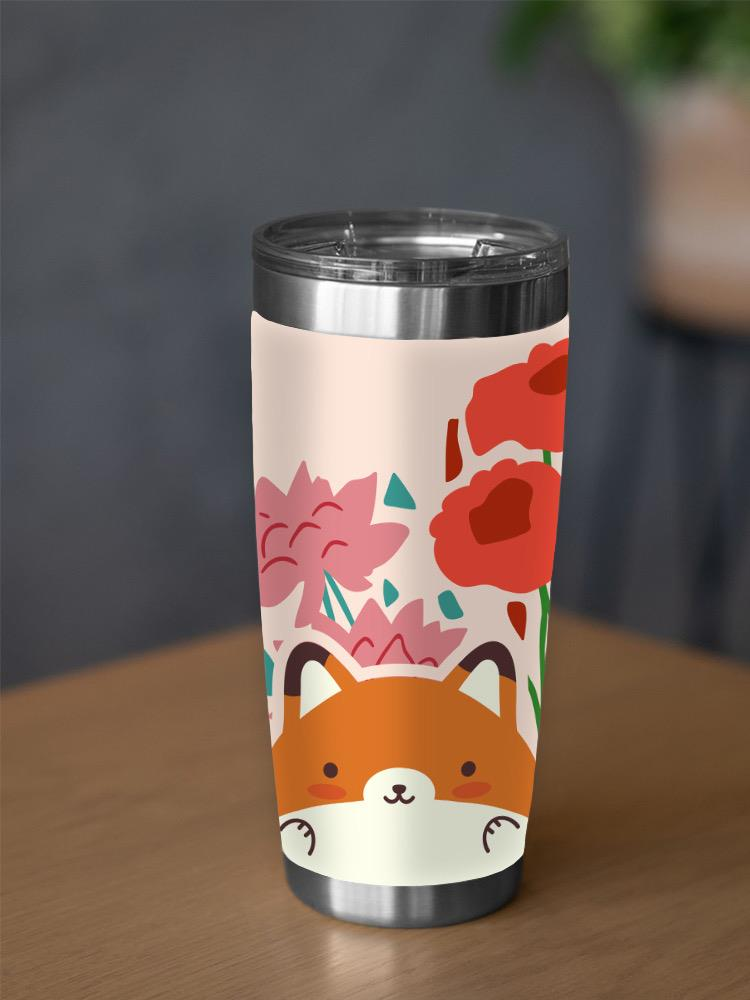 Cute Foxes W Flowers Art Tumbler -SmartPrintsInk Designs