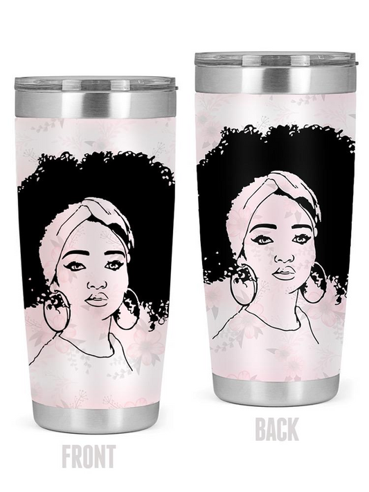 A Woman With Curly Hair Tumbler -SPIdeals Designs