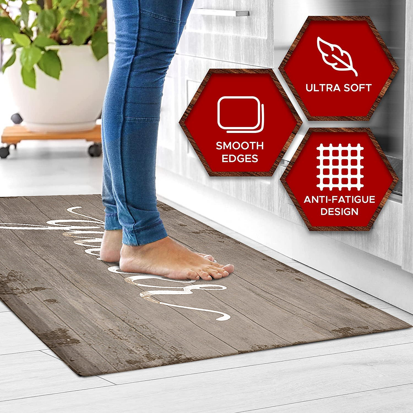 20"x55" Oversized Cushioned Anti-Fatigue Kitchen Runner Mat (Gather)