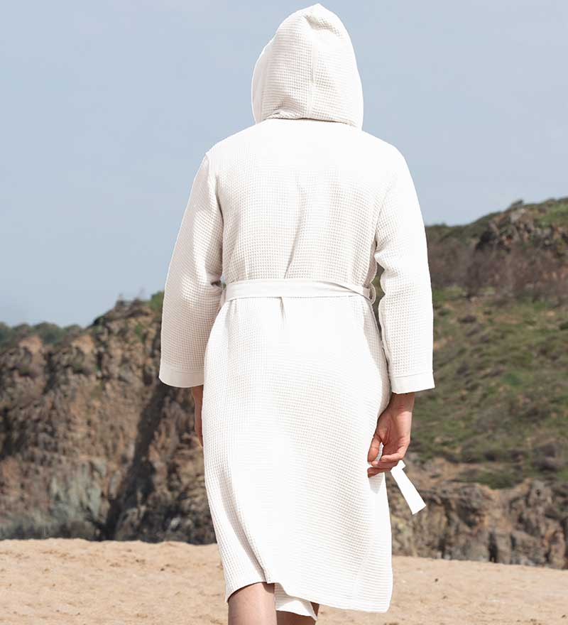 Men's Hooded Turkish Cotton Waffle Robe