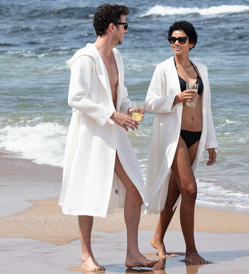 Men's Hooded Turkish Cotton Waffle Robe