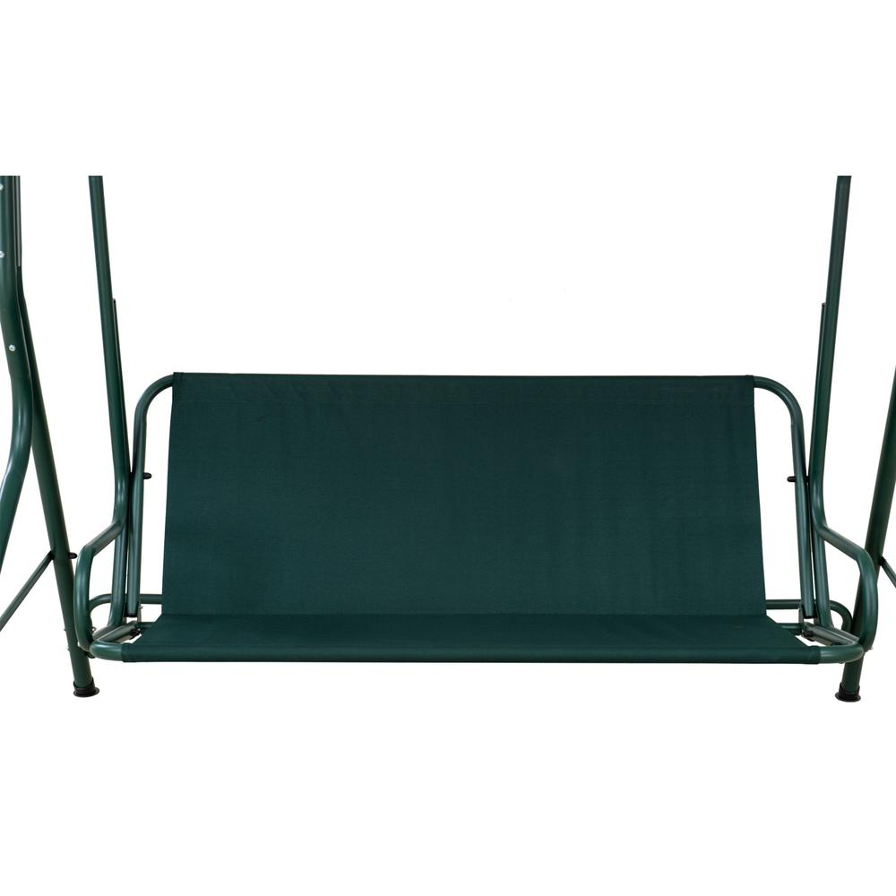 Sunjoy Green and White Covered 2-Seat Swing with Tilt Canopy