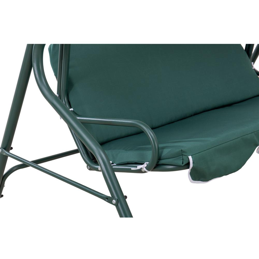 Sunjoy Green and White Covered 2-Seat Swing with Tilt Canopy