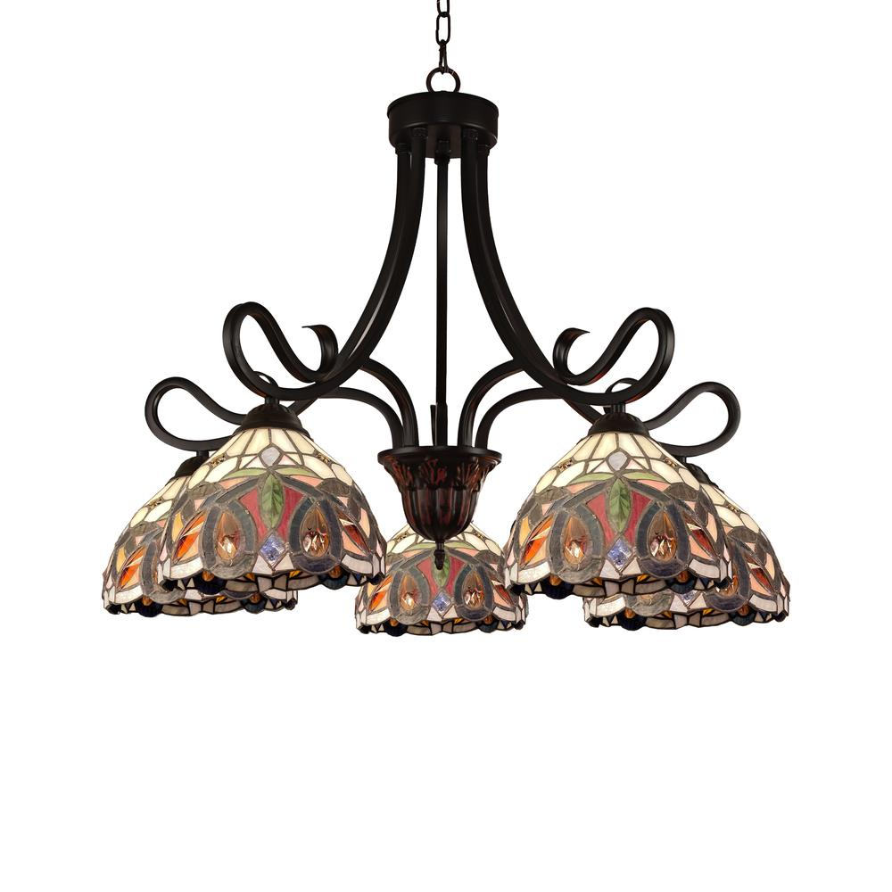 CHLOE Lighting SERENITY Victorian Tiffany-Style Dark Bronze 5 Light Large Chandelier 27