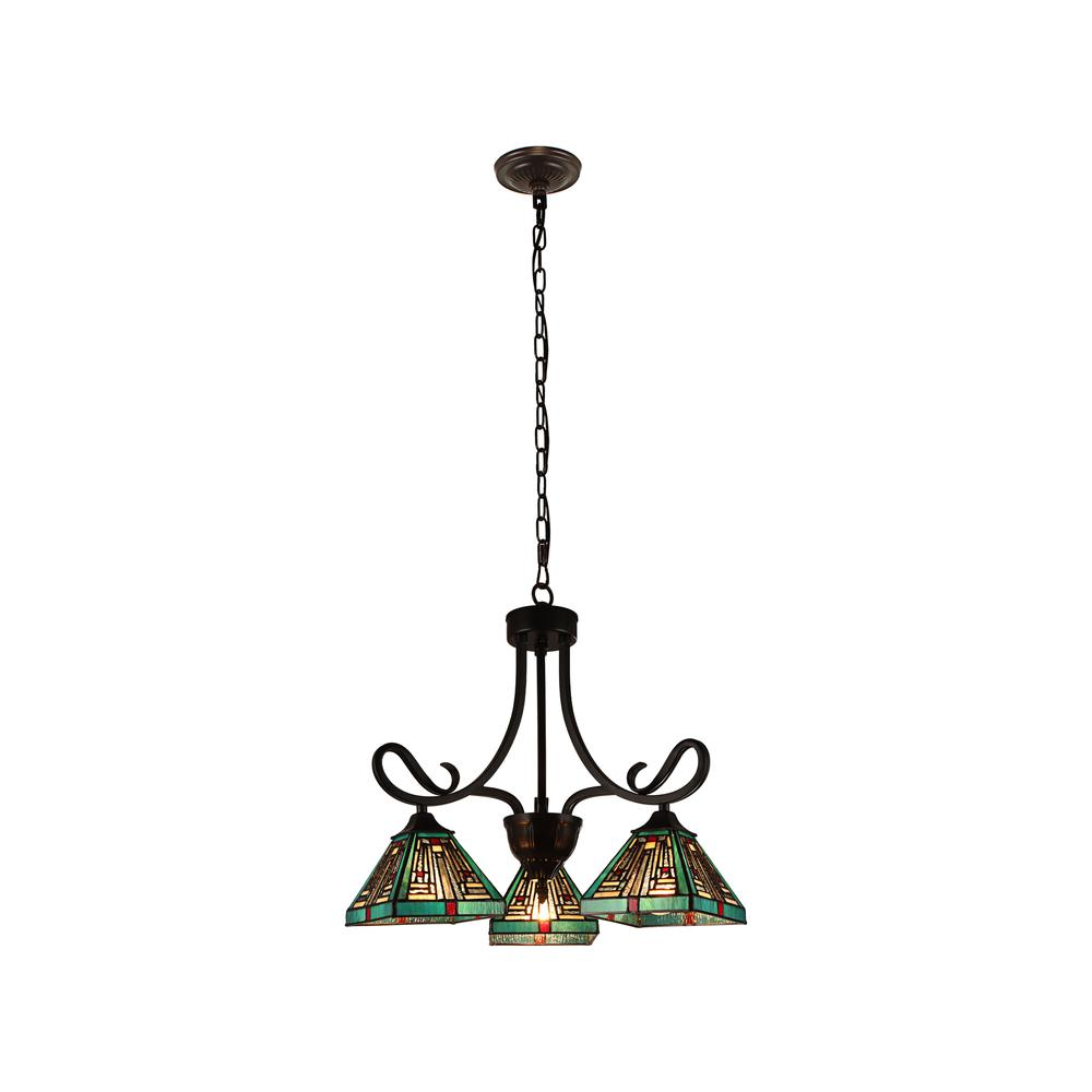 CHLOE Lighting INNES Mission Tiffany-style Blackish Bronze 3 Light Mini Chandelier 22