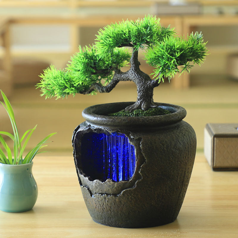 Small Rockery And Flowing Water Fountain Simple And Modern Bonsai