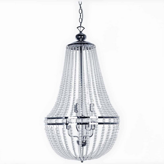 6LT Incandescent Chandelier PC,Clr Glass Beads