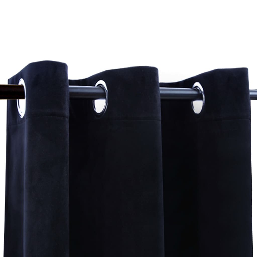 vidaXL Blackout Curtains with Rings 2 pcs Black 37"x63" Velvet