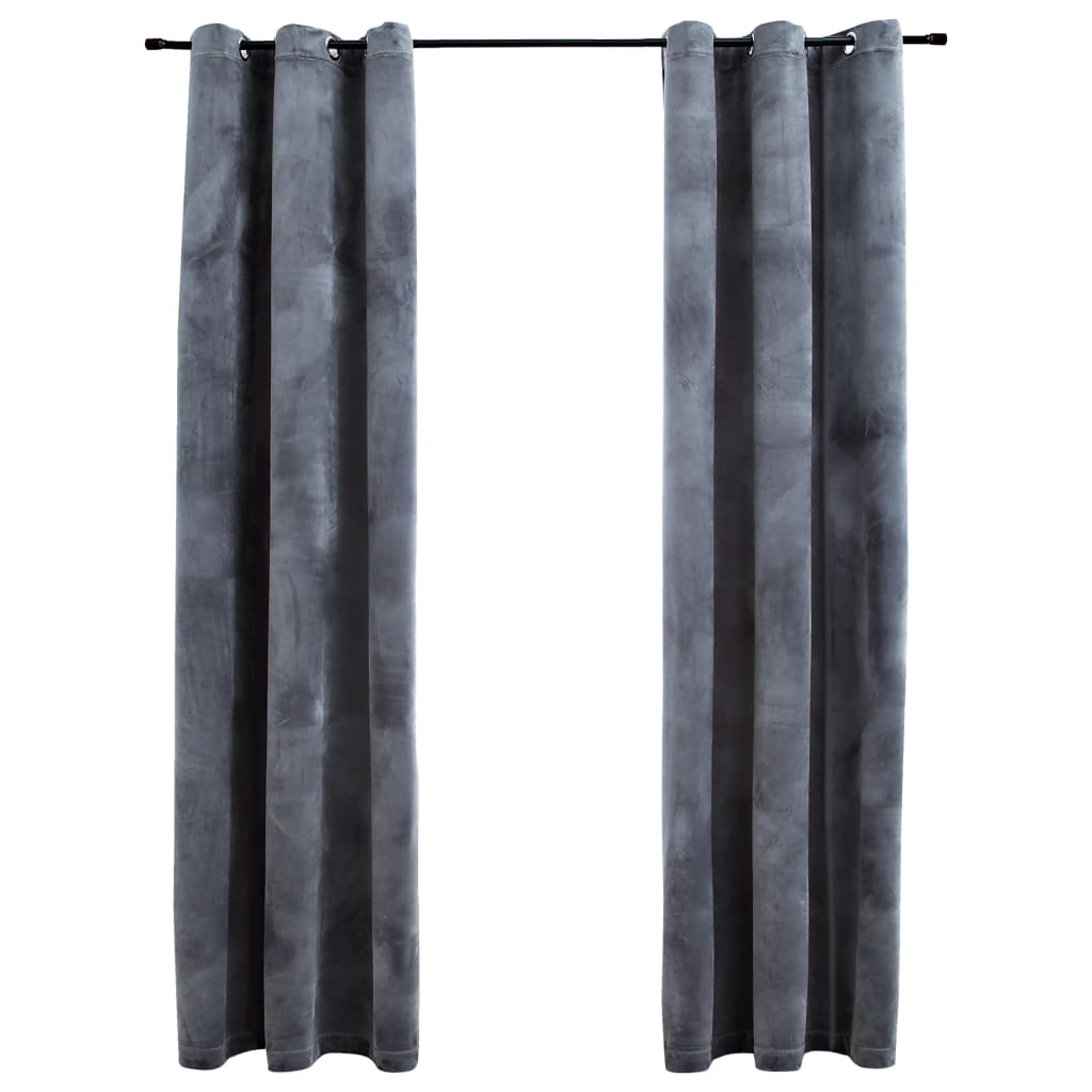 vidaXL Blackout Curtains with Rings 2 pcs Anthracite 37"x84" Velvet