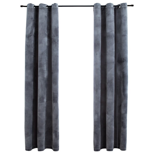 vidaXL Blackout Curtains with Rings 2 pcs Anthracite 37"x84" Velvet