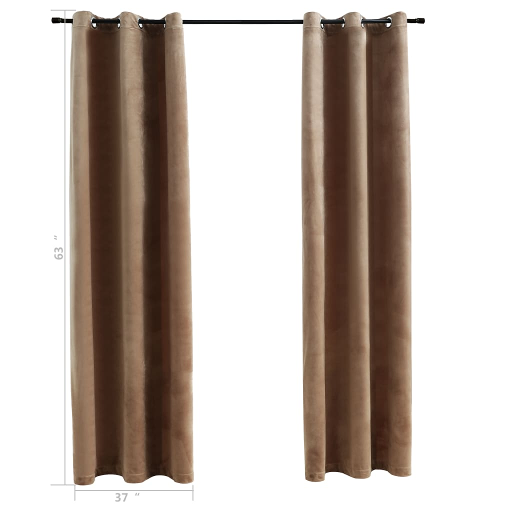 vidaXL Blackout Curtains with Rings 2 pcs Beige 37"x63" Velvet