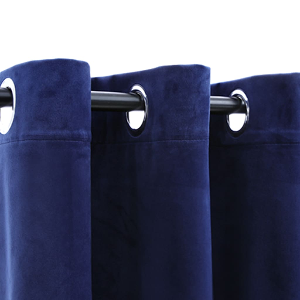 vidaXL Blackout Curtains with Rings 2 pcs Navy Blue 37"x63" Velvet