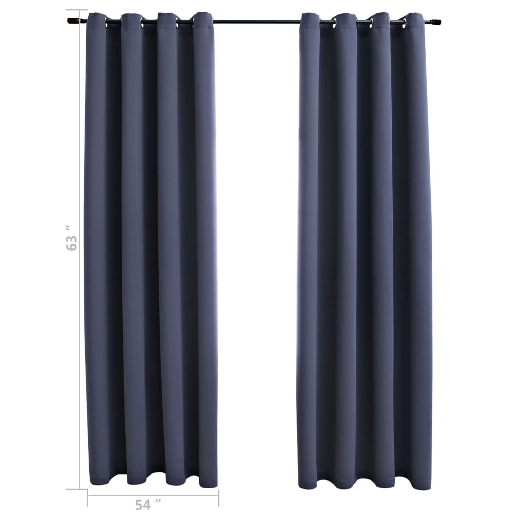 vidaXL Blackout Curtains with Rings 2 pcs Anthracite 54"x63" Fabric