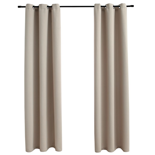 vidaXL Blackout Curtains with Rings 2 pcs Beige 37"x84" Fabric