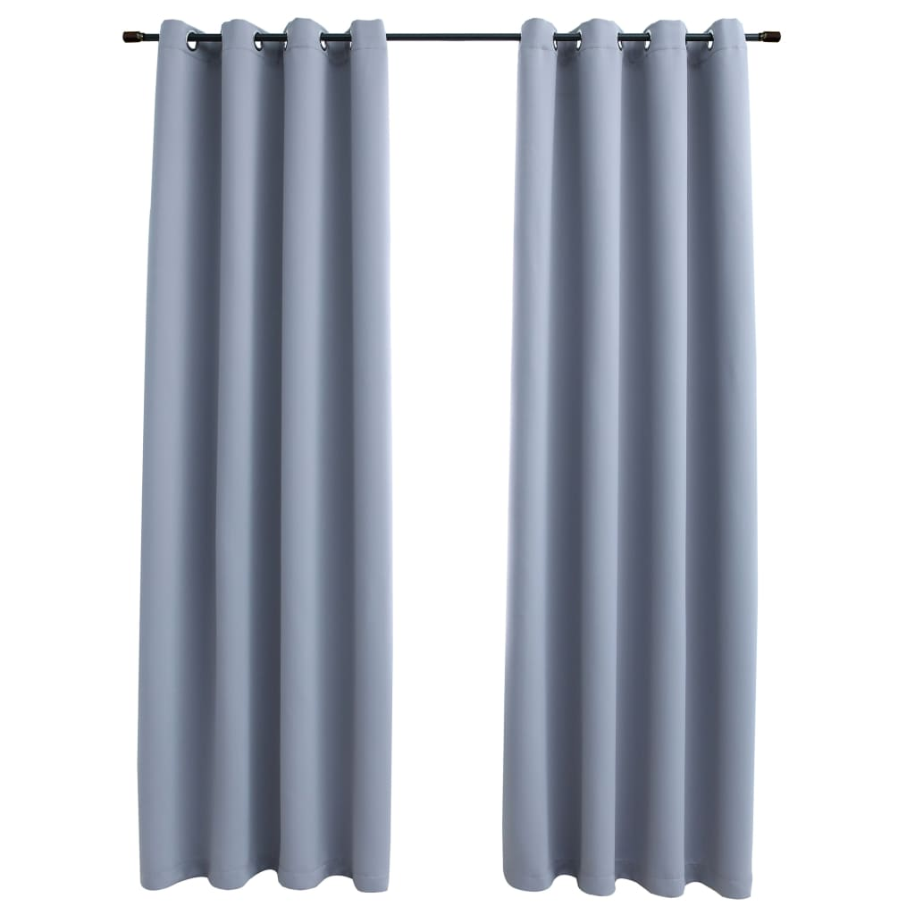 vidaXL Blackout Curtains with Rings 2 pcs Gray 54"x84" Fabric