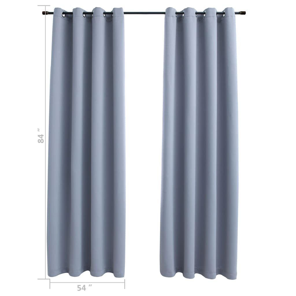 vidaXL Blackout Curtains with Rings 2 pcs Gray 54"x84" Fabric