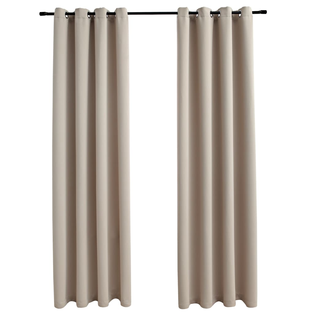 vidaXL Blackout Curtains with Rings 2 pcs Beige 54"x95" Fabric