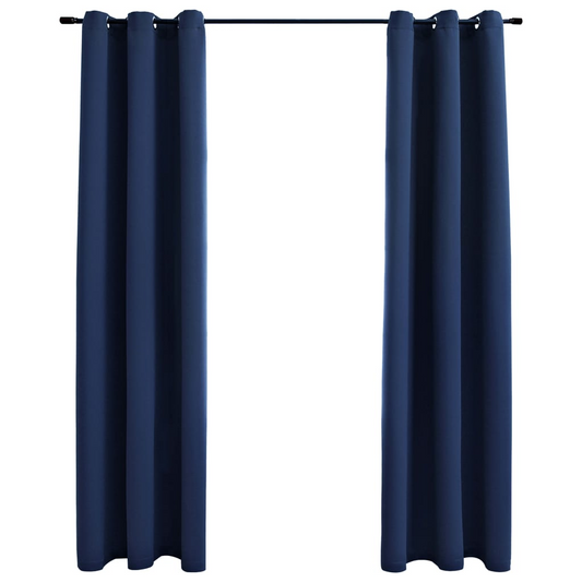 vidaXL Blackout Curtains with Rings 2 pcs Navy Blue 37"x63" Fabric