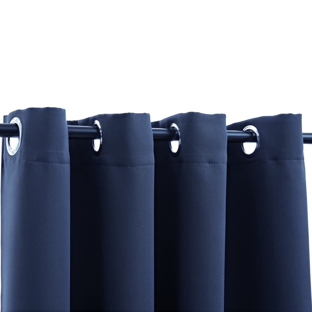 vidaXL Blackout Curtains with Rings 2 pcs Navy Blue 54"x63" Fabric