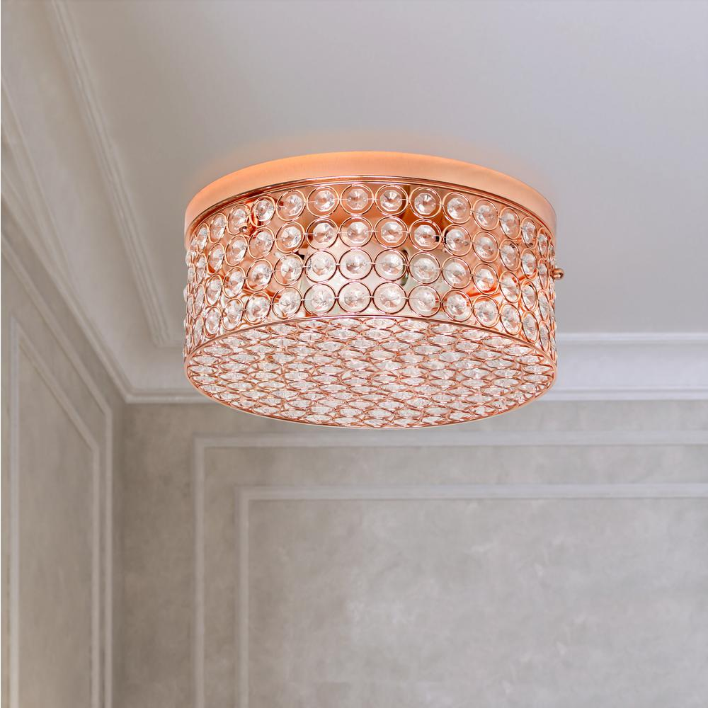 Elipse Crystal Round Flushmount, Rose Gold