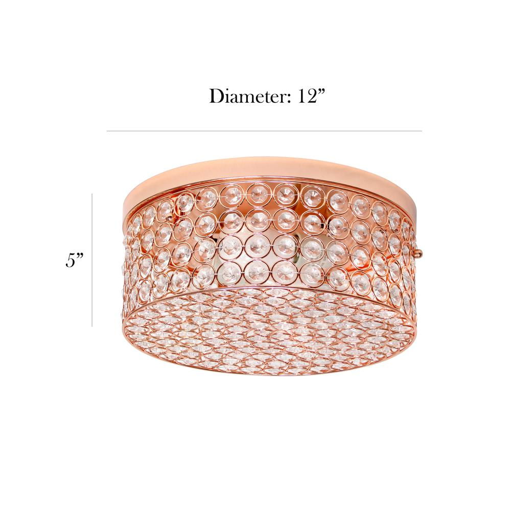 Elipse Crystal Round Flushmount, Rose Gold