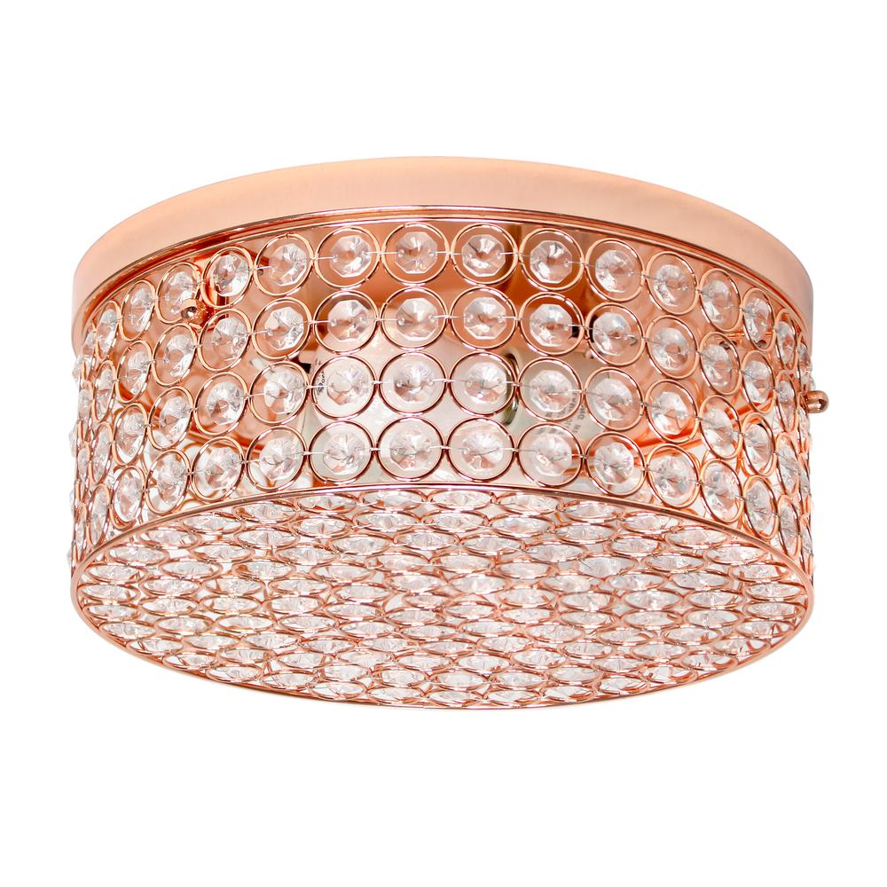 Elipse Crystal Round Flushmount, Rose Gold