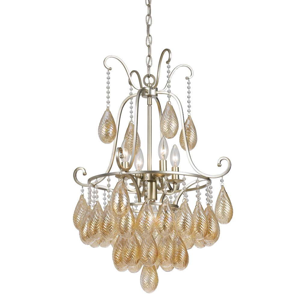 34.5" Inch Glass Chandelier in Warm Silver Finish