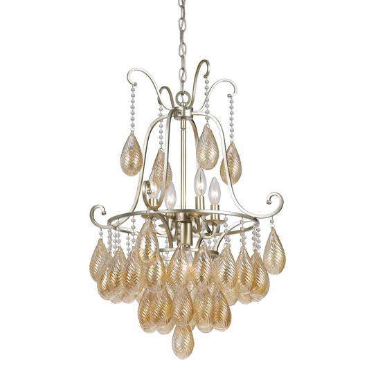 34.5" Inch Glass Chandelier in Warm Silver Finish