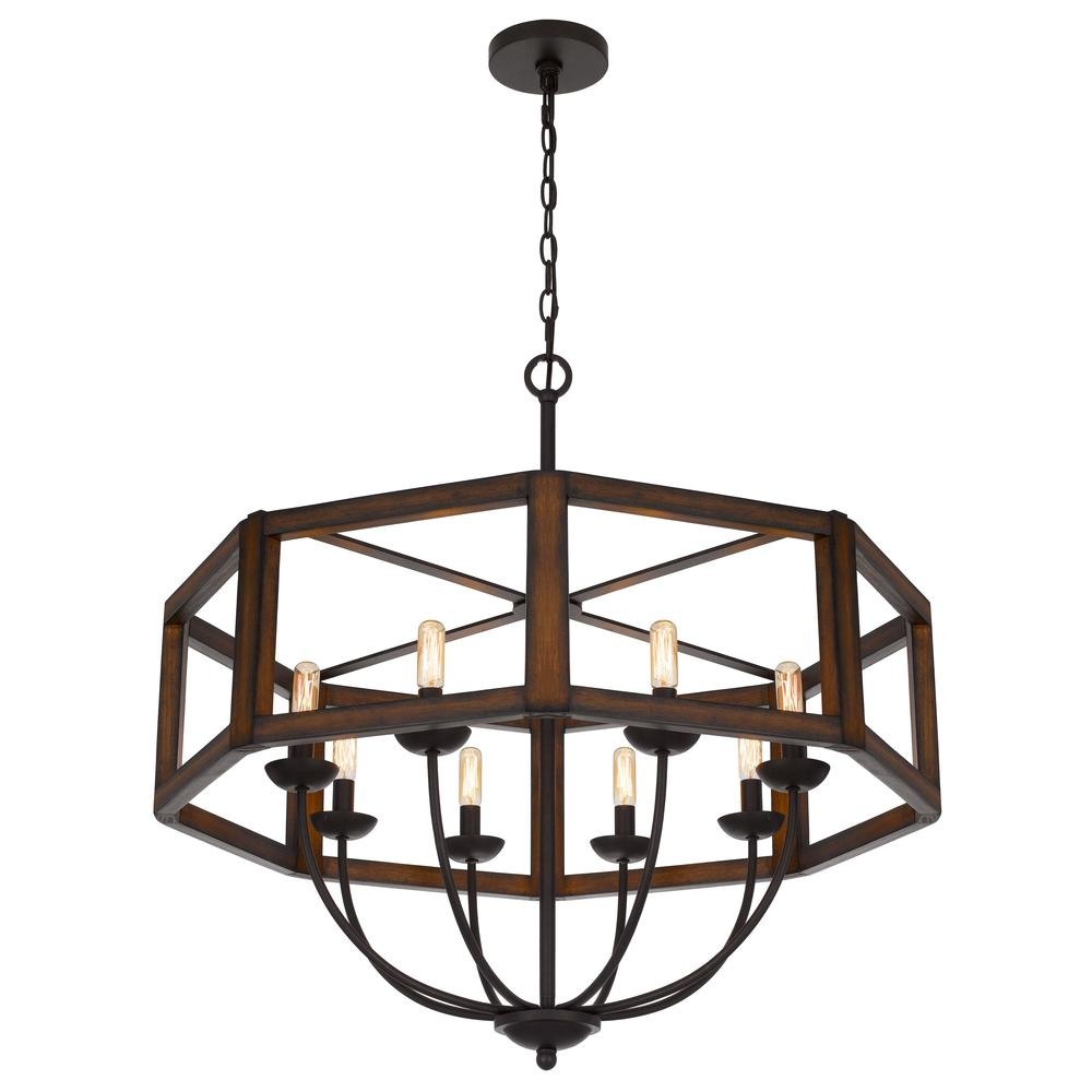 Renton hexagon rubber wood / metal chandelier