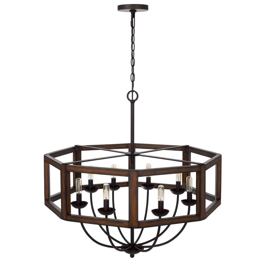 Renton hexagon rubber wood / metal chandelier