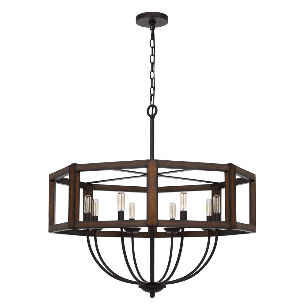 Renton hexagon rubber wood / metal chandelier