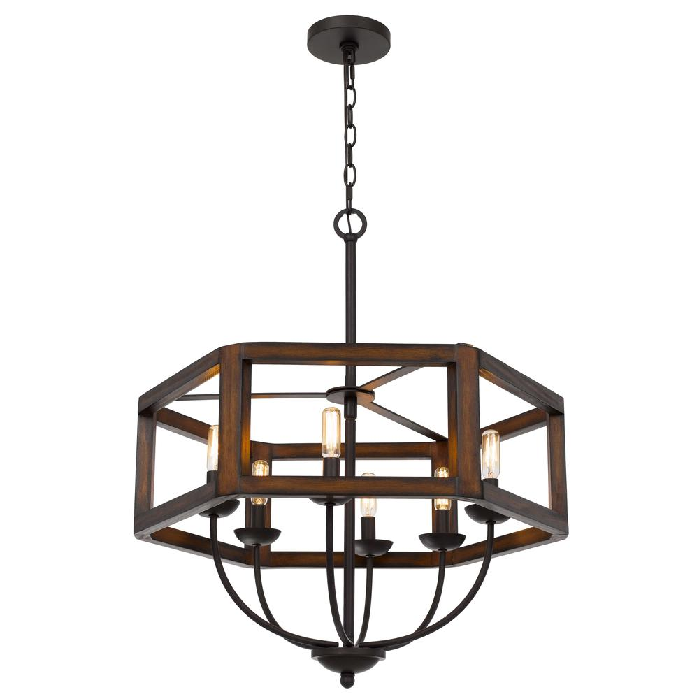 Renton hexagon rubber wood / metal chandelier