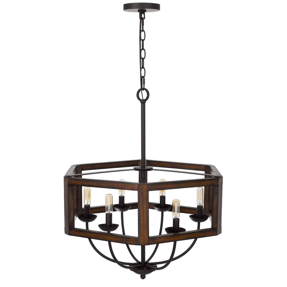 Renton hexagon rubber wood / metal chandelier