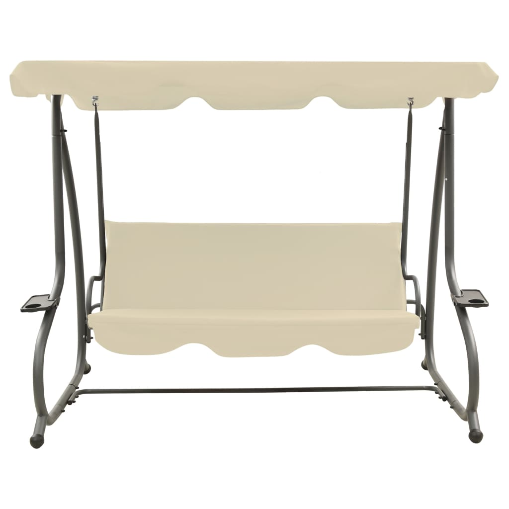 vidaXL Outdoor Swing Bench with Canopy Sand White