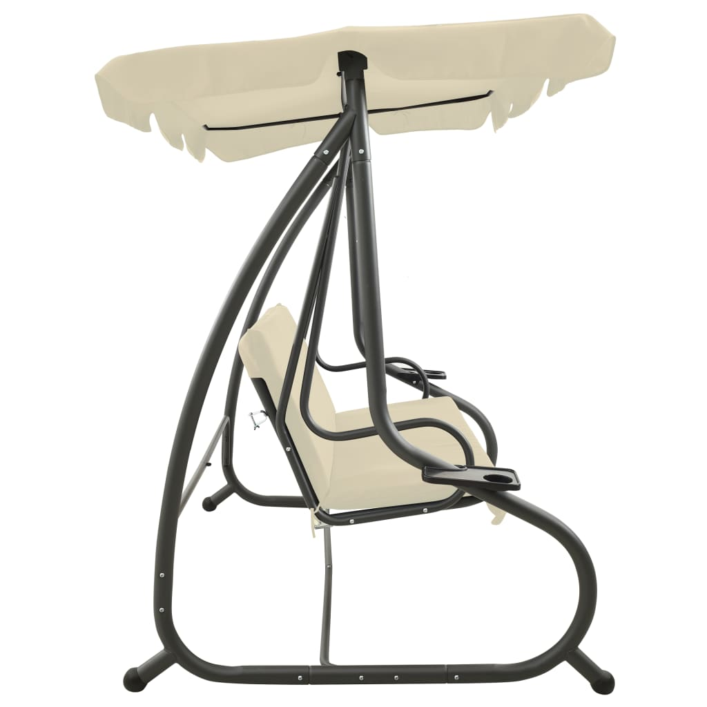 vidaXL Outdoor Swing Bench with Canopy Sand White