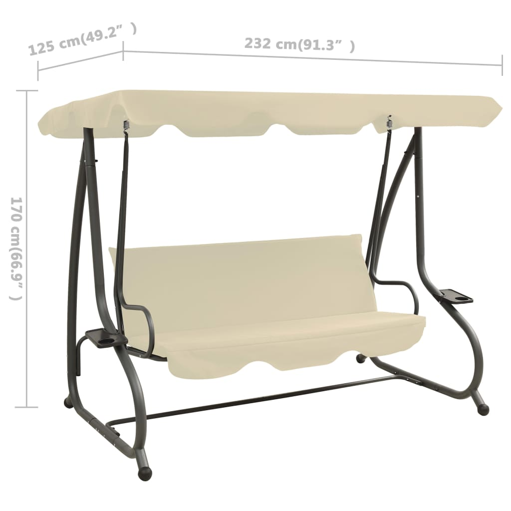 vidaXL Outdoor Swing Bench with Canopy Sand White