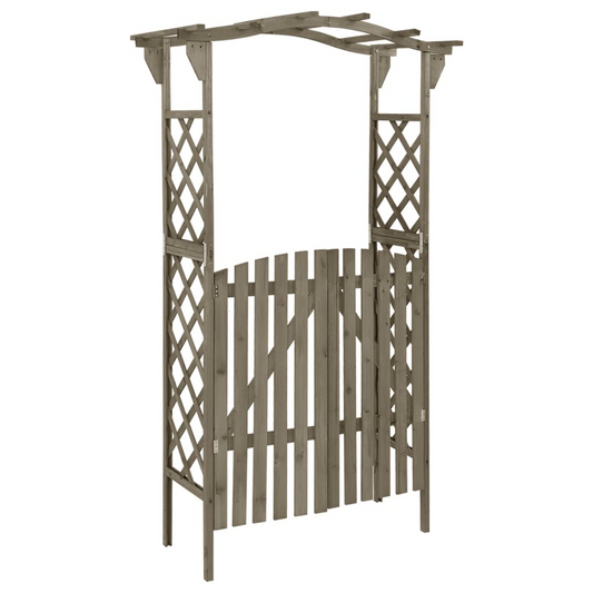 vidaXL Pergola with Gate 45.7"x15.7"x80.3" Gray Solid Firwood