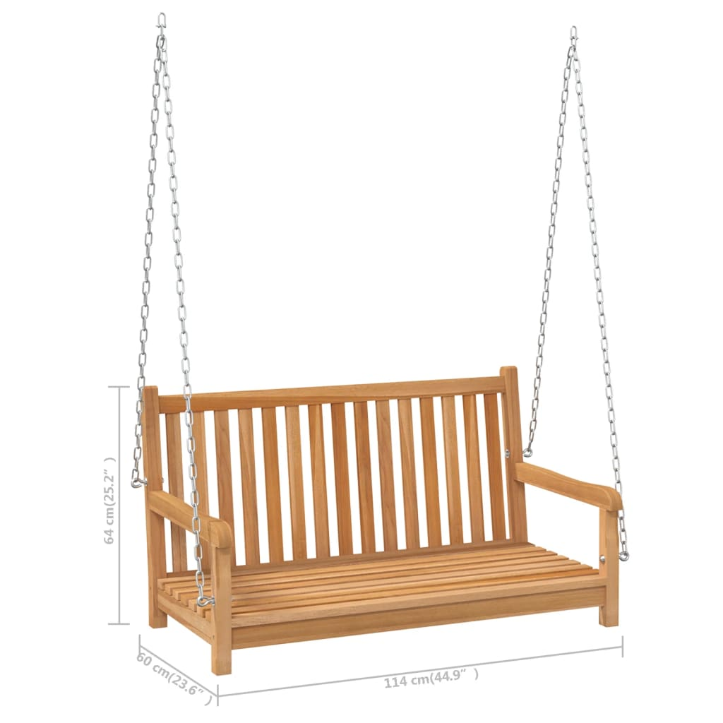 vidaXL Swing Bench Solid Teak Wood 44.9"x23.6"x25.2"