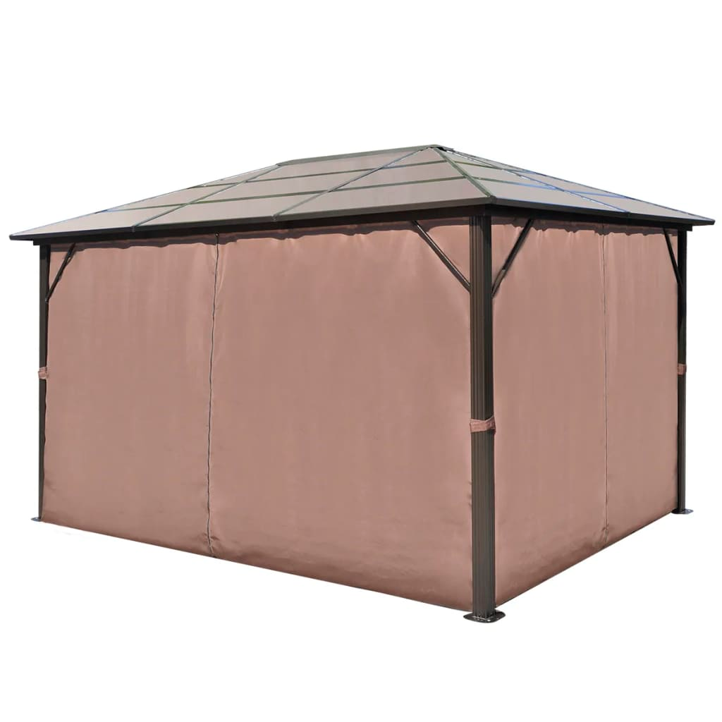 vidaXL Gazebo with Curtain Brown Aluminum 157.5"x118.1"