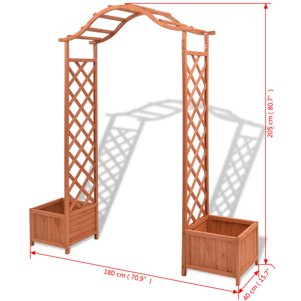 vidaXL Trellis Rose Arch with Planters 70.9"x15.7"x80.7"