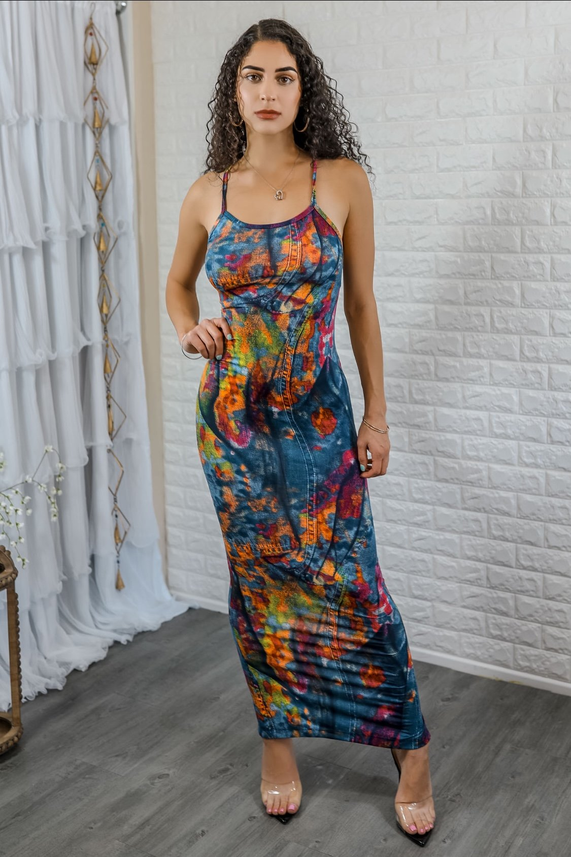 So Iconic Multi Colors Bodycon Maxi Dress