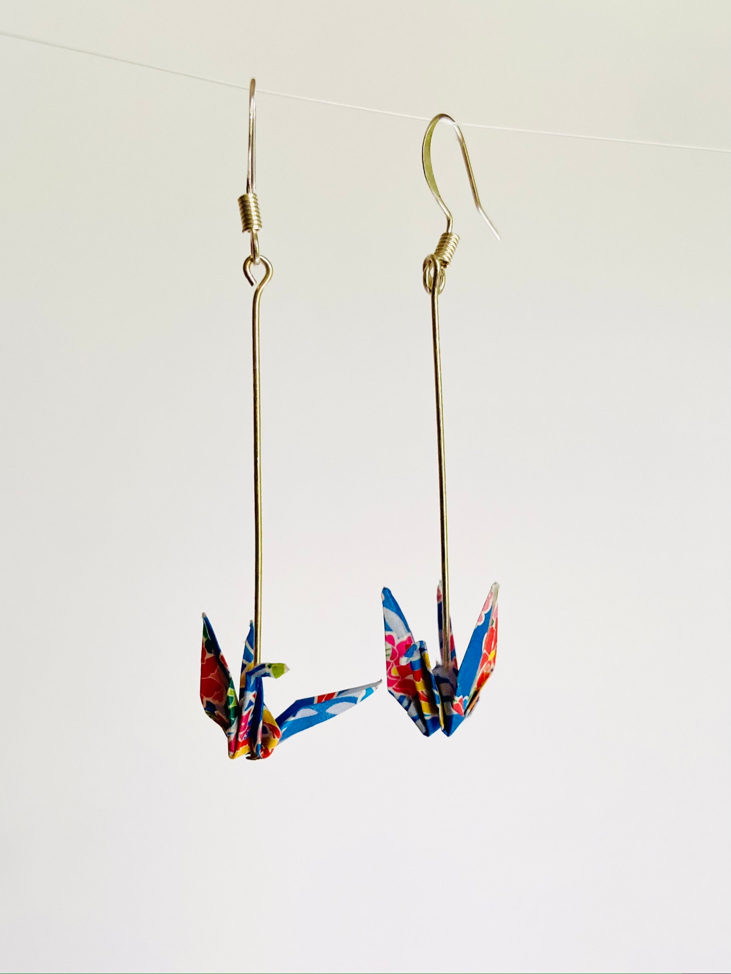 Blue  Multi Color Crane Earrings