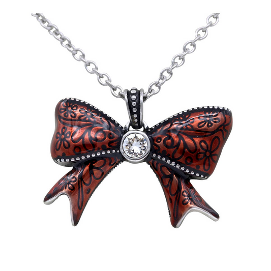 Controse Pretty Red Bow Necklace