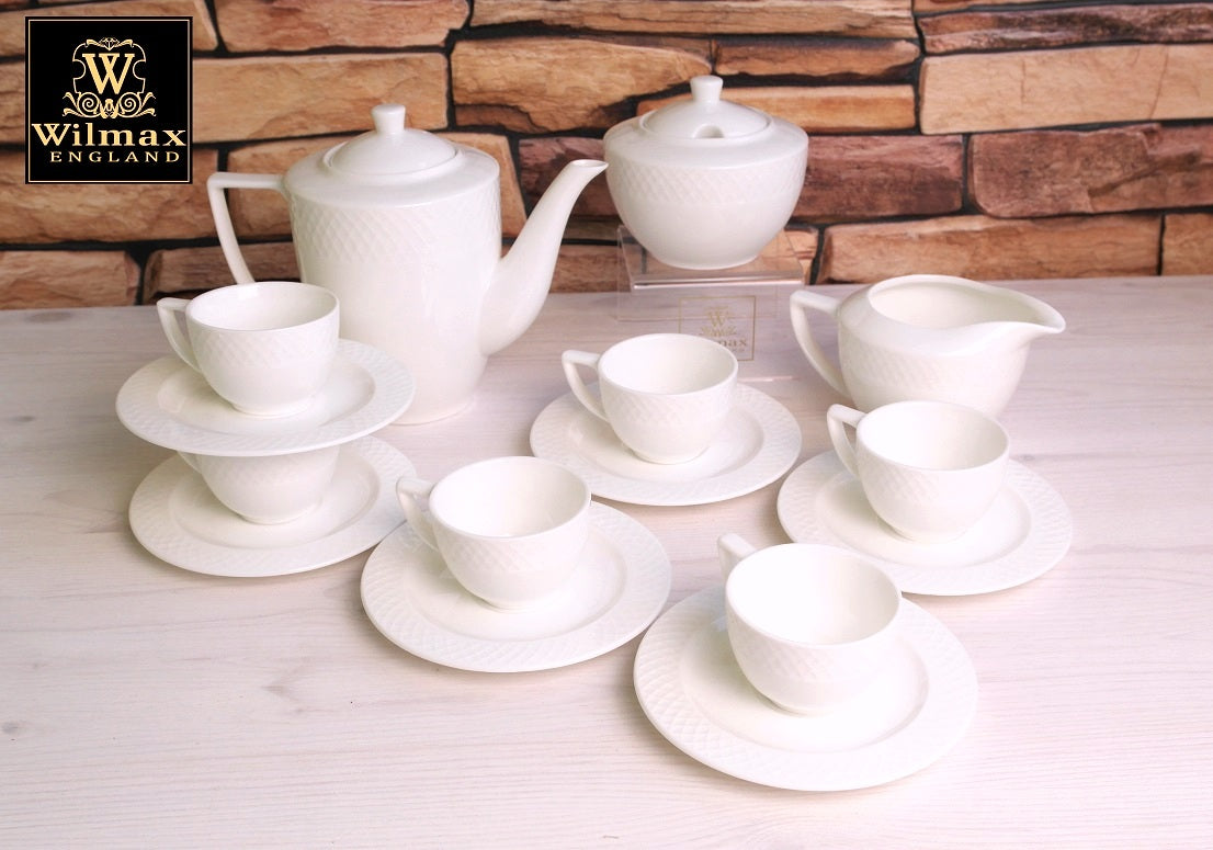 White 3 Oz | 90 Ml Coffee Cup & Saucer Set Of 6 In Gift Box