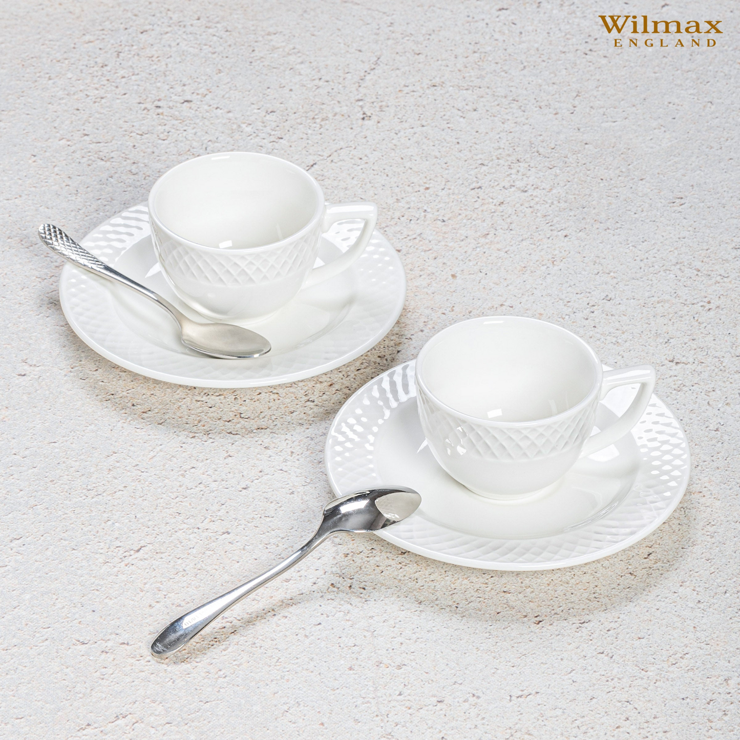 White 3 Oz | 90 Ml Coffee Cup & Saucer Set Of 6 In Gift Box