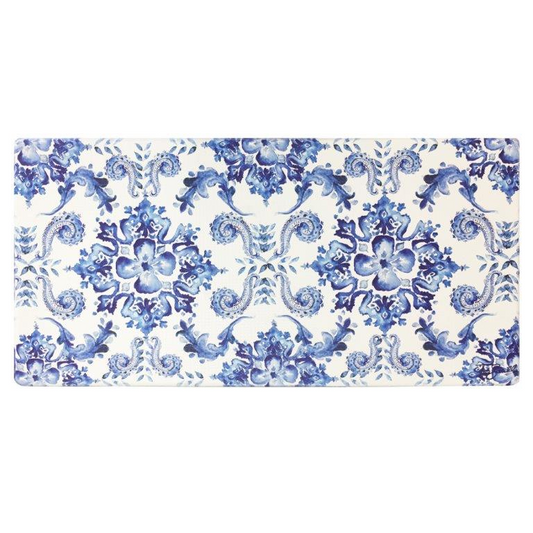 Oversized 20"x39" Anti-Fatigue Embossed Floor Mat (POPPY SKETCH TILE BLUE)