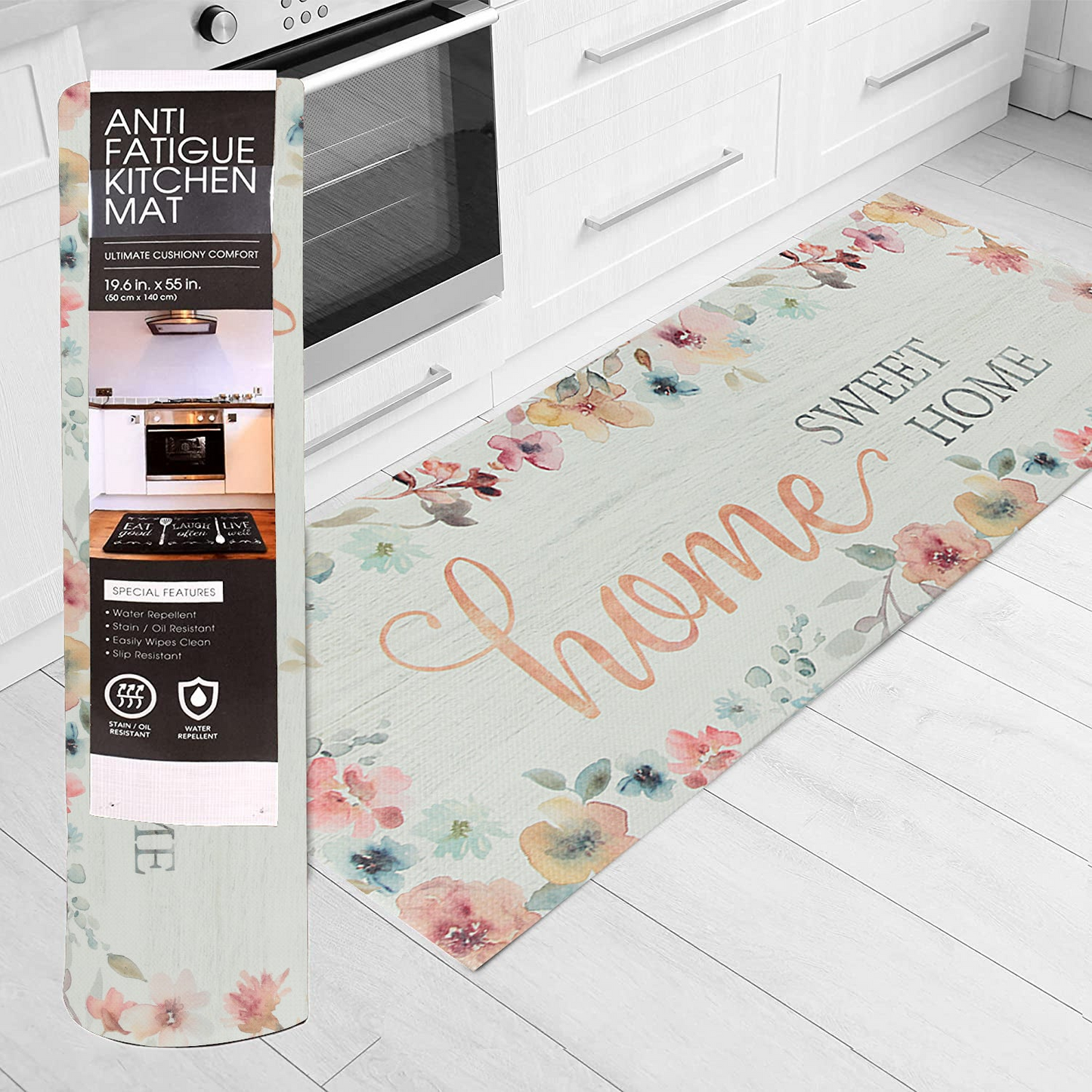 20" x 55" Chic Anti-Fatigue Memory Foam Kitchen Runner Mat (Home Sweet Home)